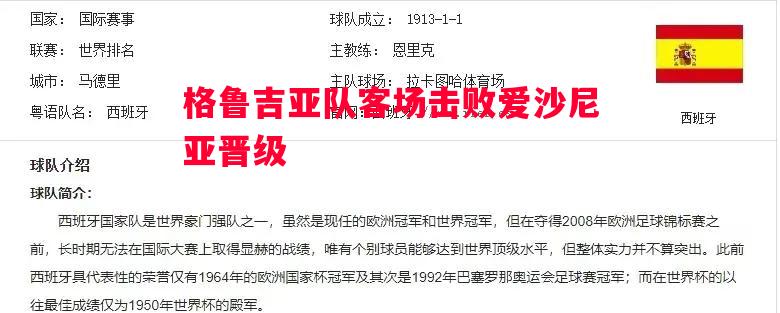 格鲁吉亚队客场击败爱沙尼亚晋级